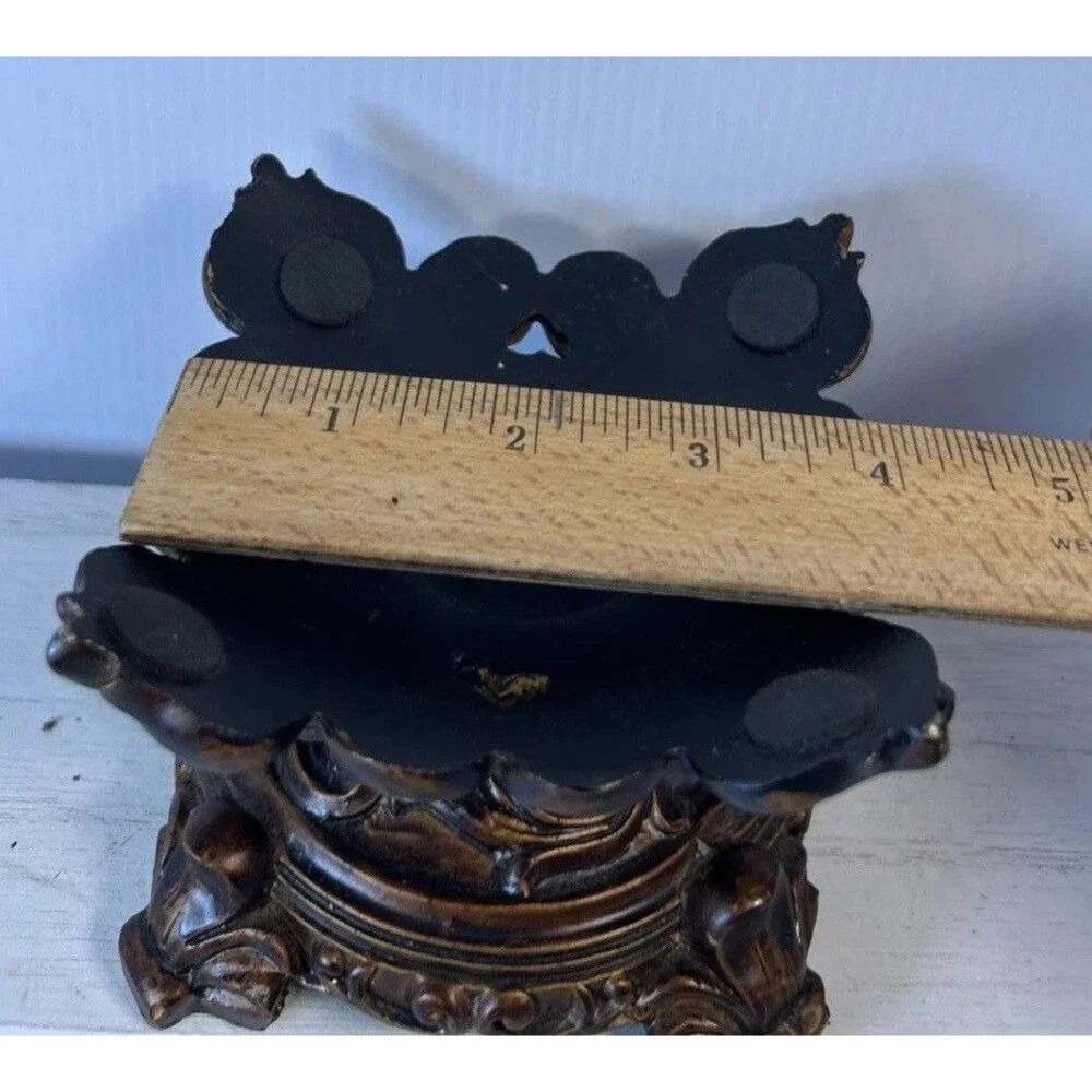 3 To 4” Candle Bowl Deep Brown Resin composite Old World Elegant Tuscan Decor
